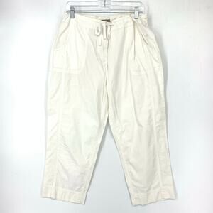 J. Jill Women's Size 12 Stretch Loose Leg Capri Drawstring Pants Cream White